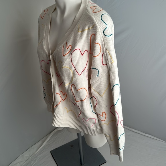 Kerry Rosenthal XOKR multicolor heart cardigan sweater - Picture 4 of 9